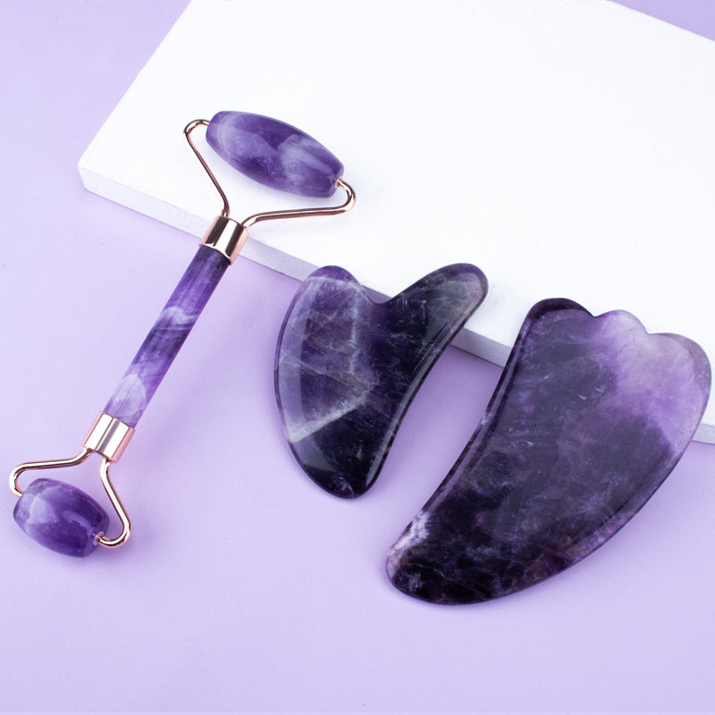 Amethyst Face Roller & Gua Sha Set for Glowing, Sculpted Skin