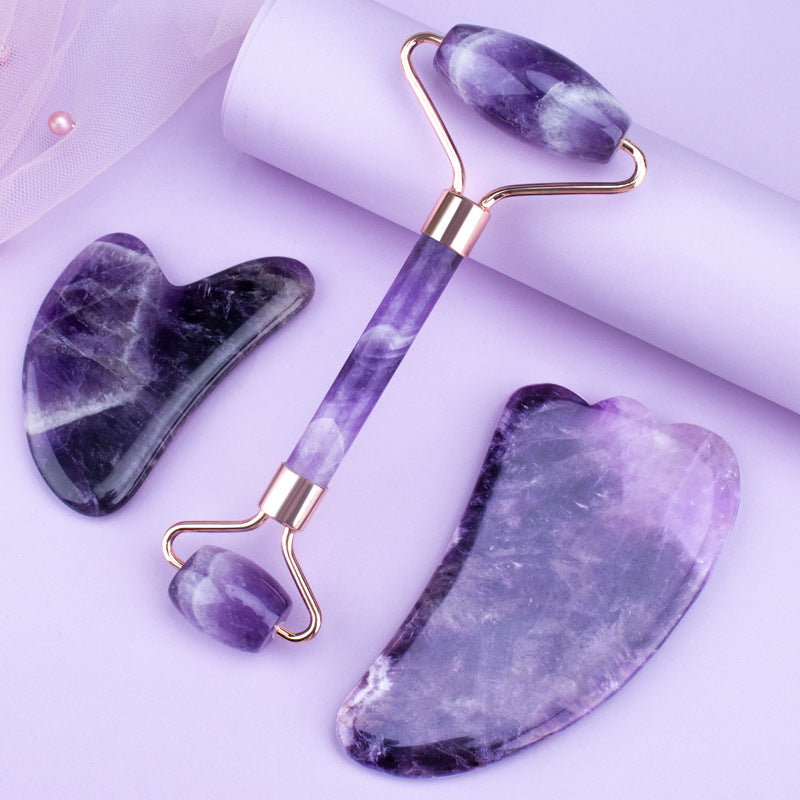 Amethyst Face Roller & Gua Sha Set for Glowing, Sculpted Skin