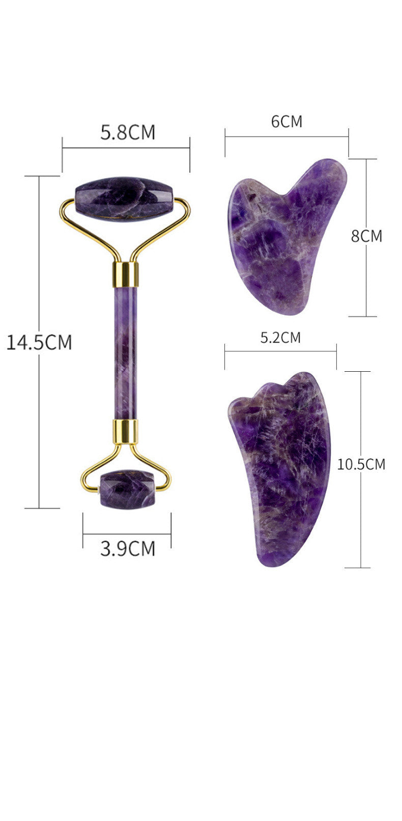 Amethyst Face Roller & Gua Sha Set for Glowing, Sculpted Skin