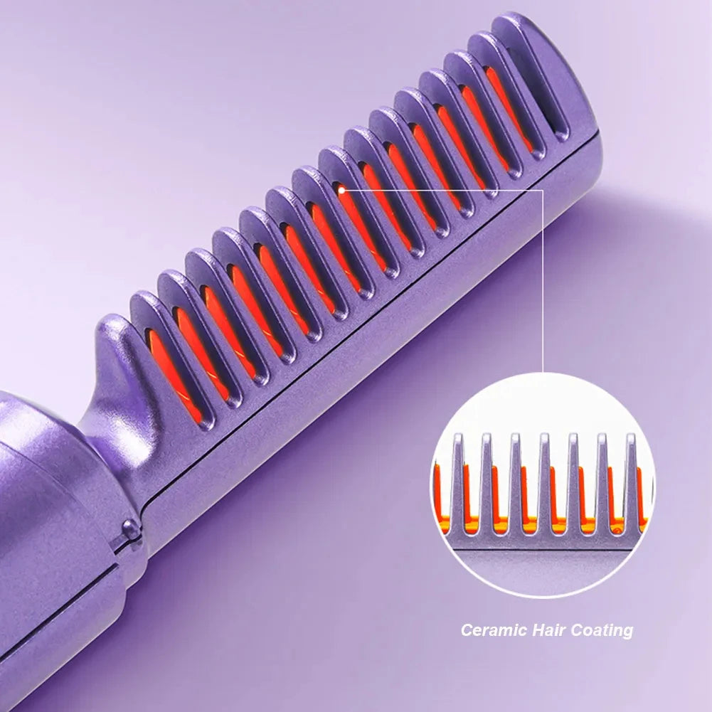 Wireless Hair Straightening & Curling Brush for Fast, Frizz-Free Styling